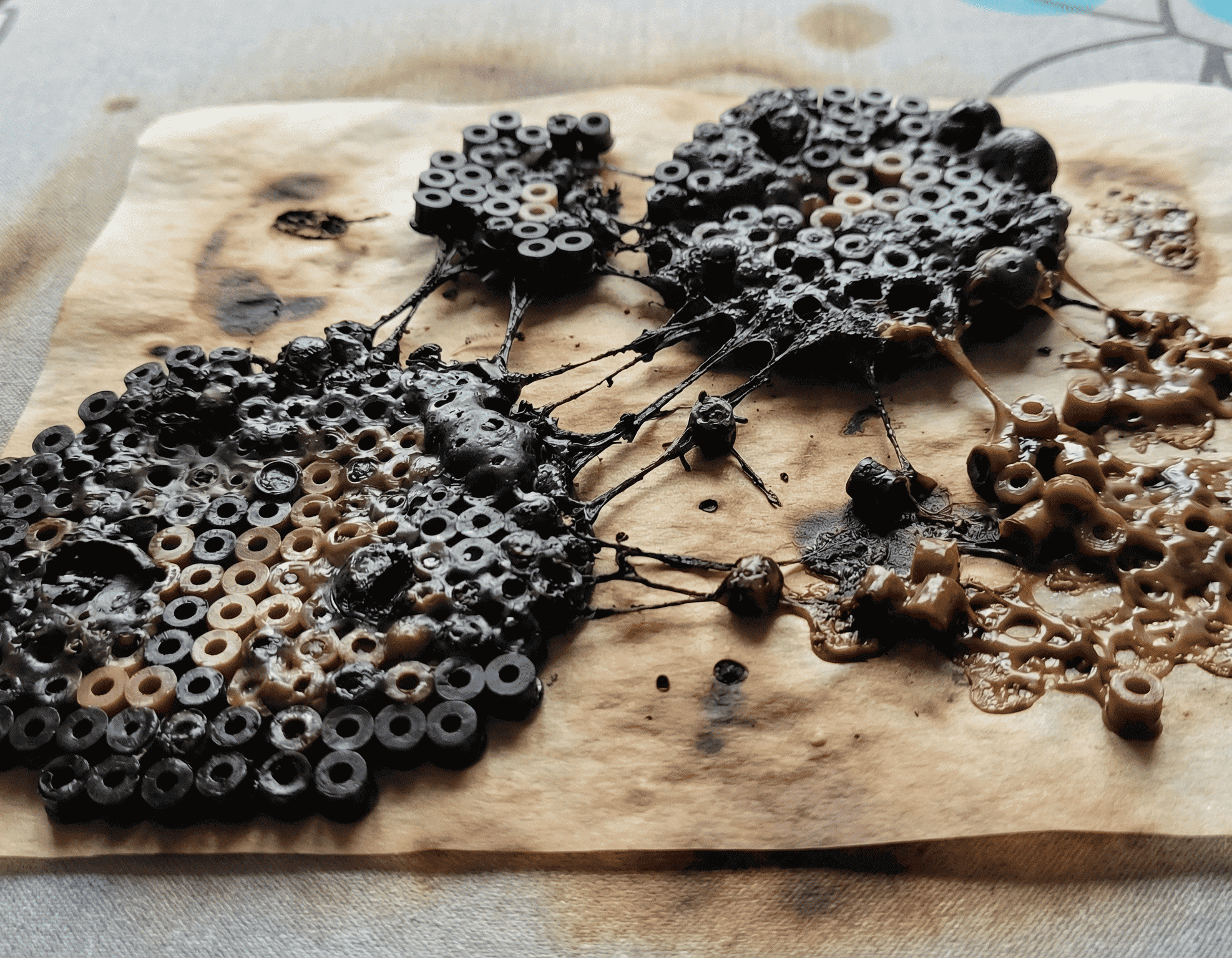 拼豆过度熔化导致的变形示例 - 熨烫拼豆常见错误